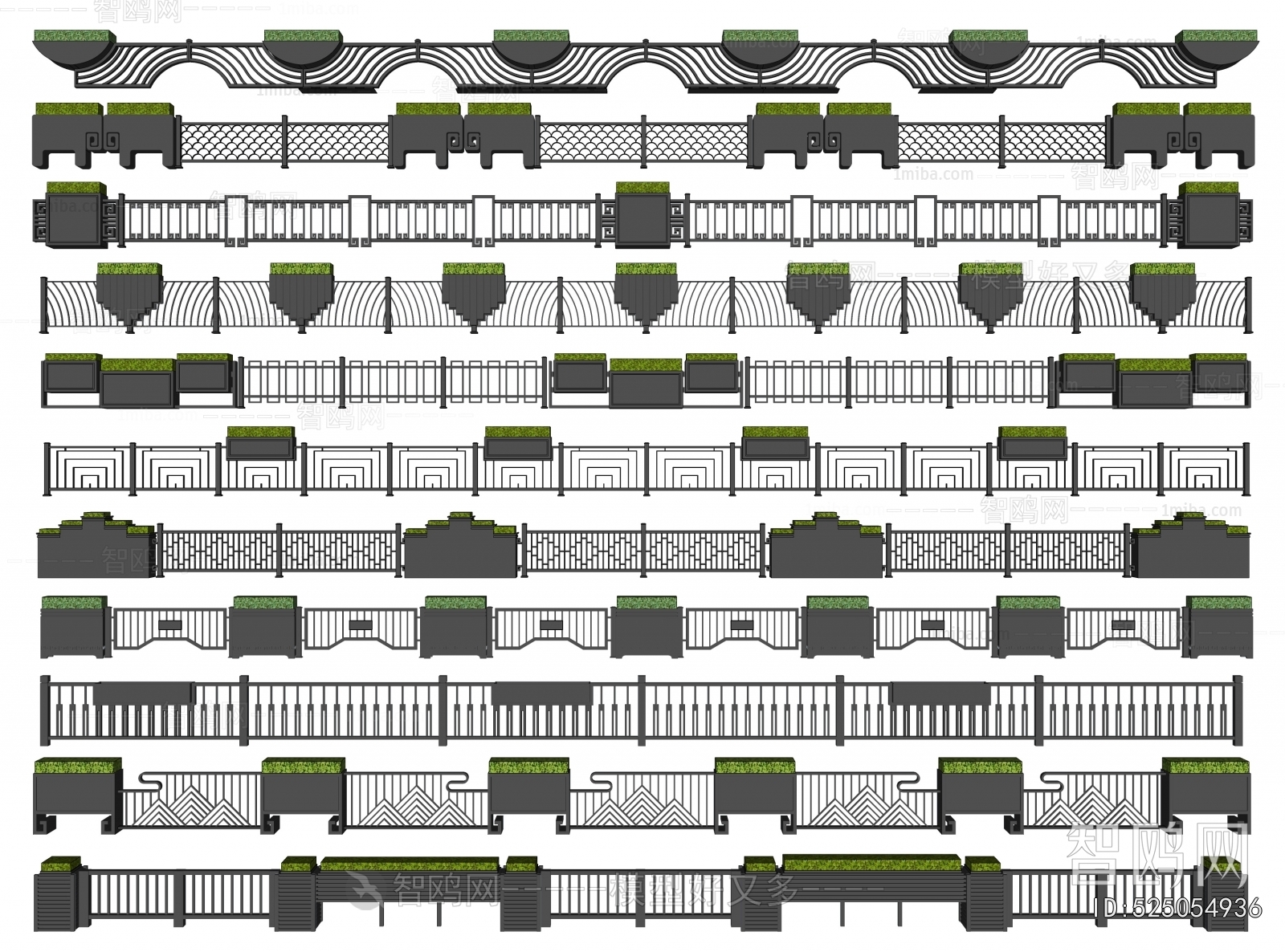 现代市政道路护栏组合