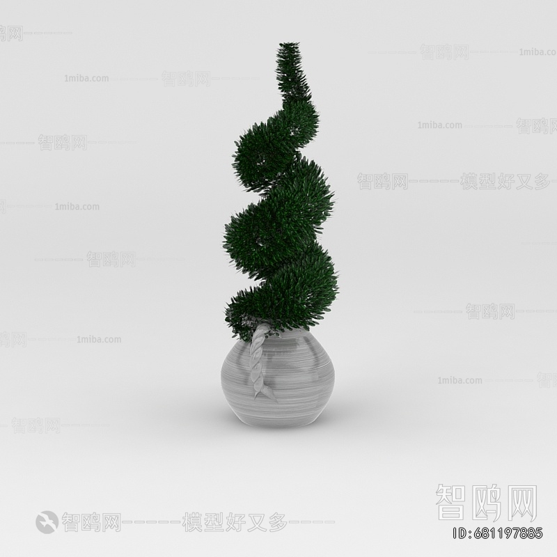 Modern Potted Green Plant