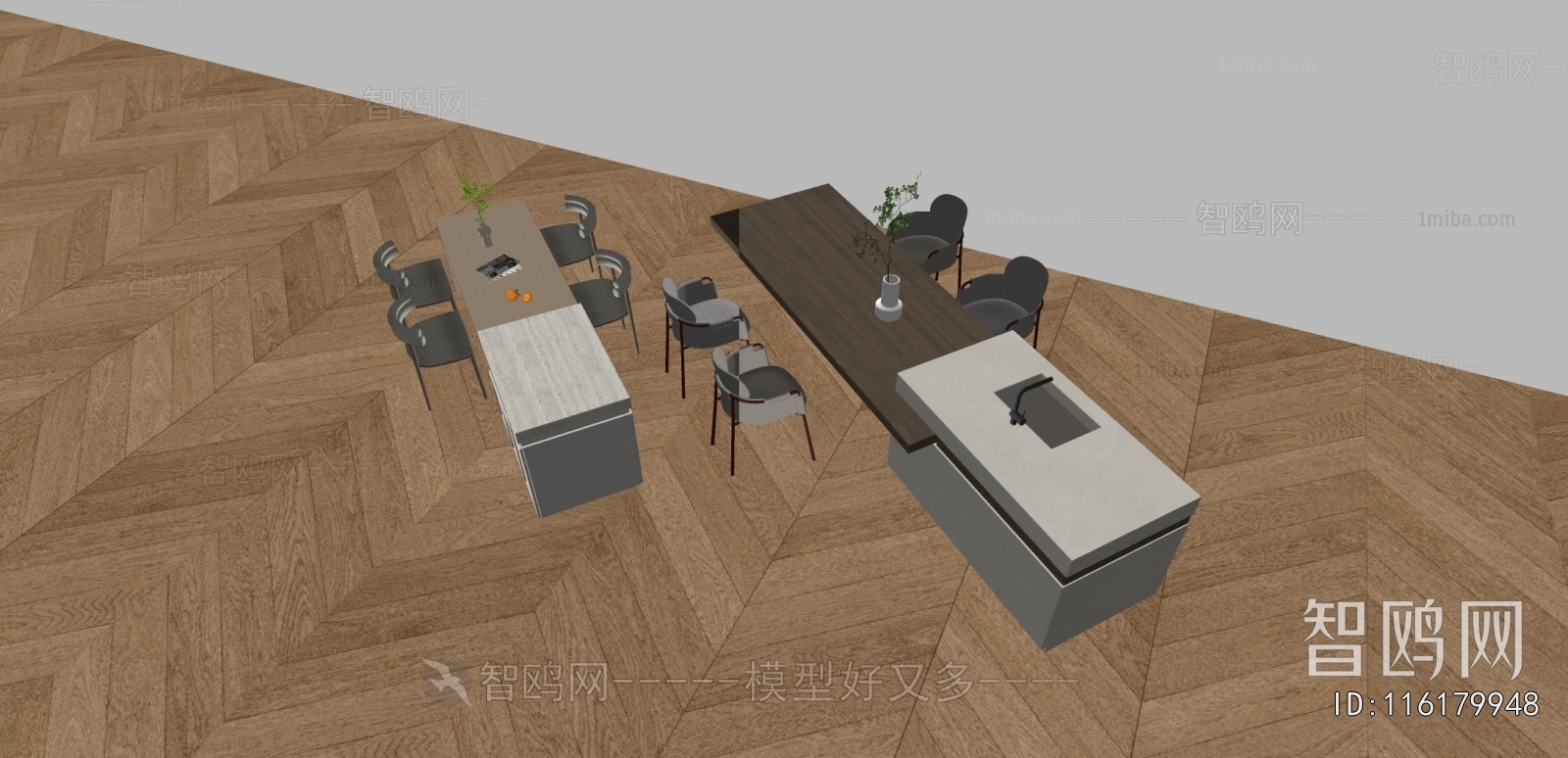 现代吧台餐桌椅组合