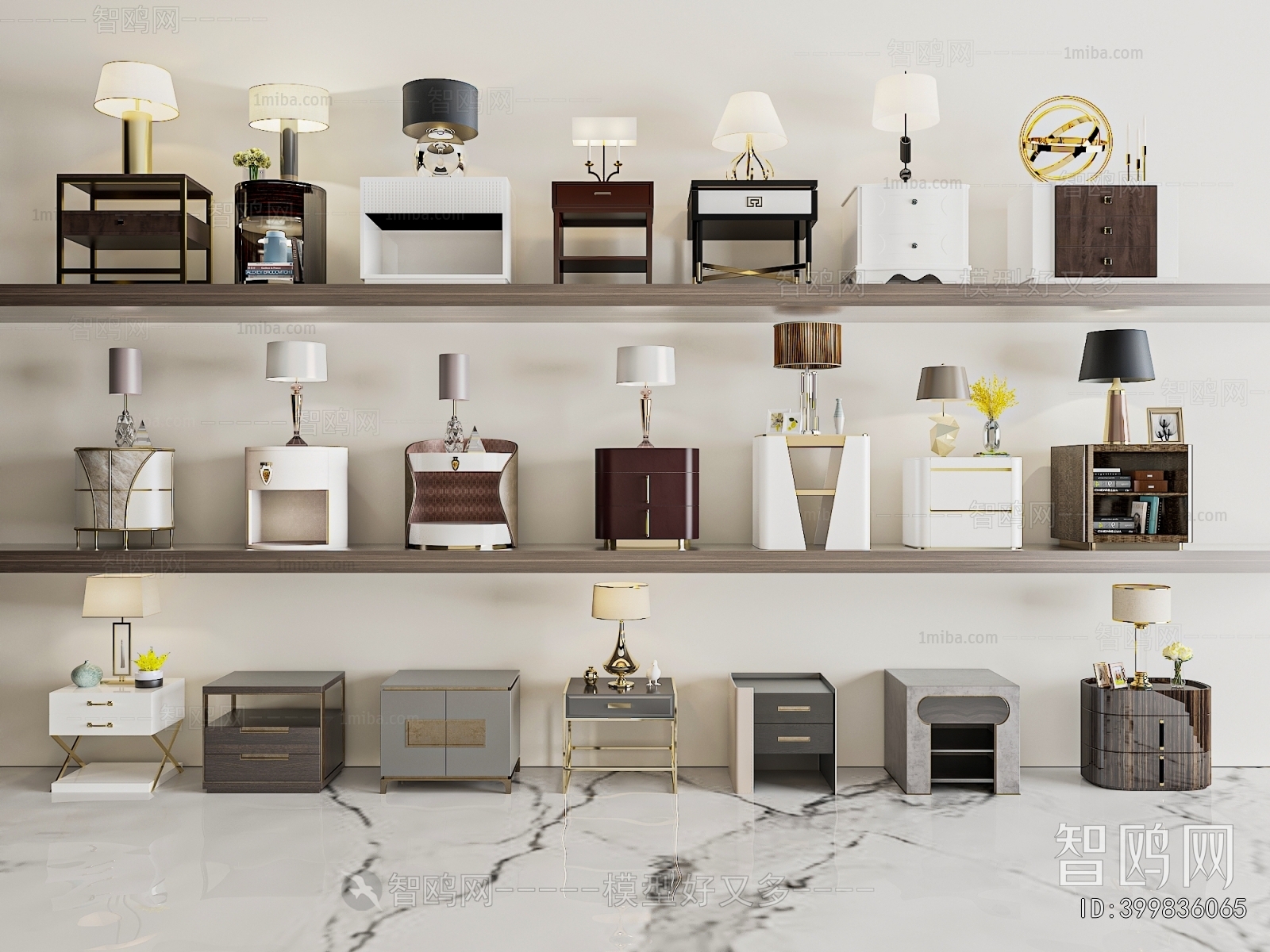 New Chinese Style Bedside Cupboard