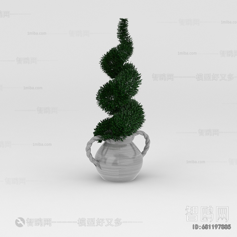 Modern Potted Green Plant