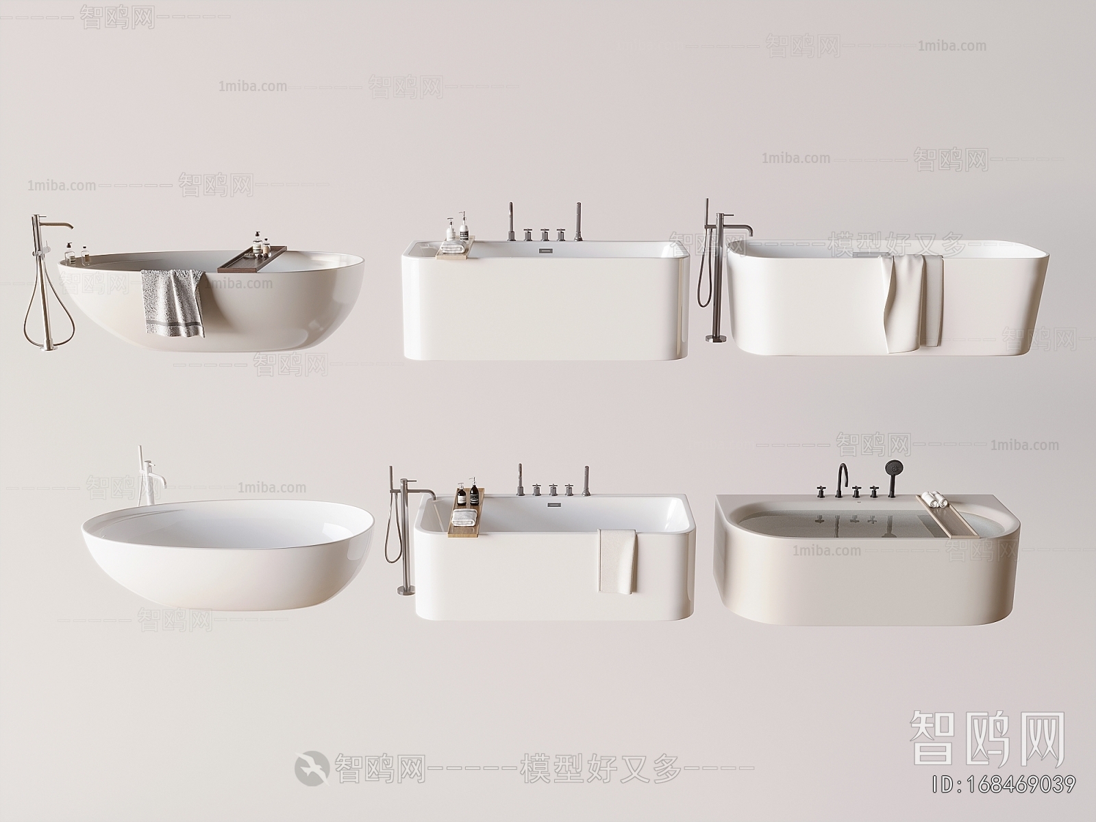 现代白色浴缸组合