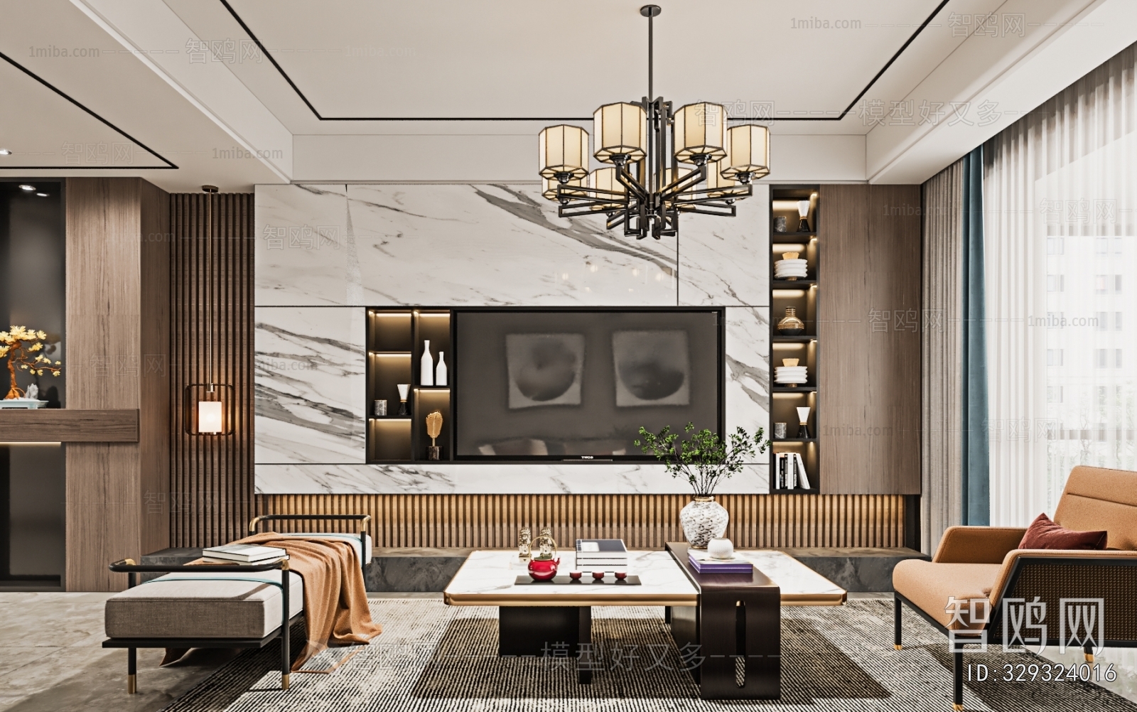 New Chinese Style A Living Room