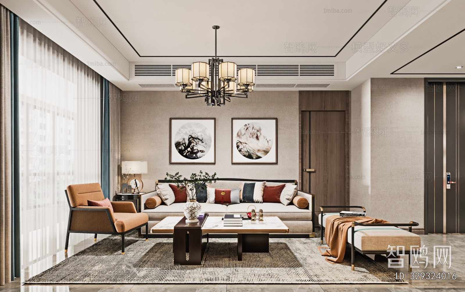 New Chinese Style A Living Room