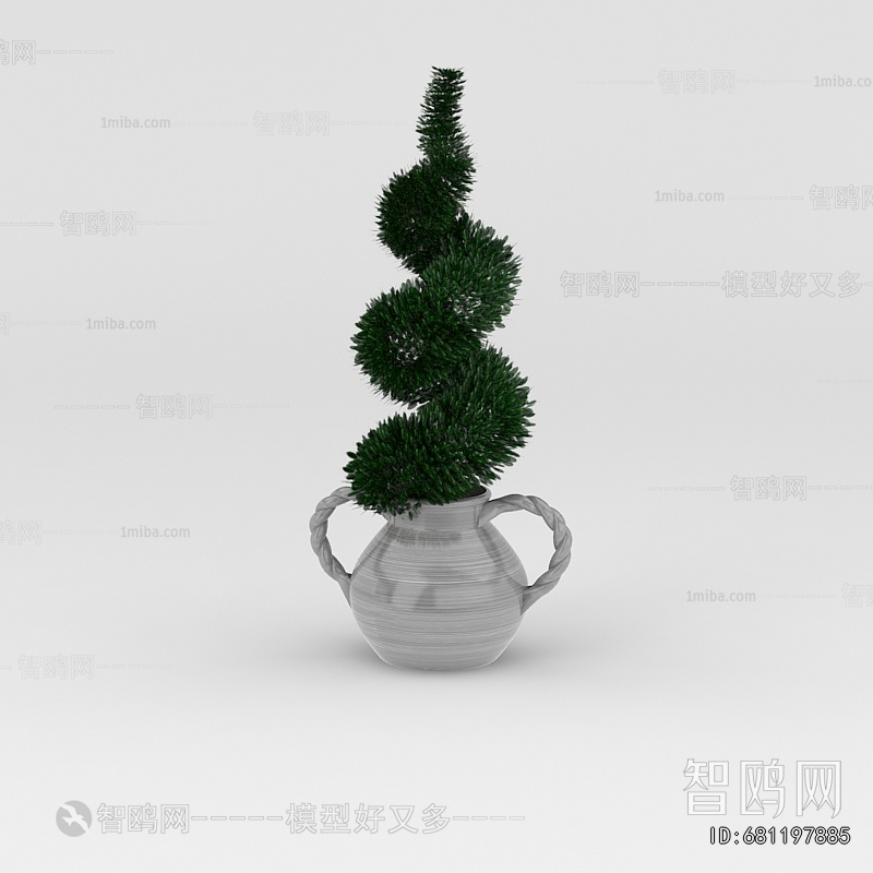 Modern Potted Green Plant