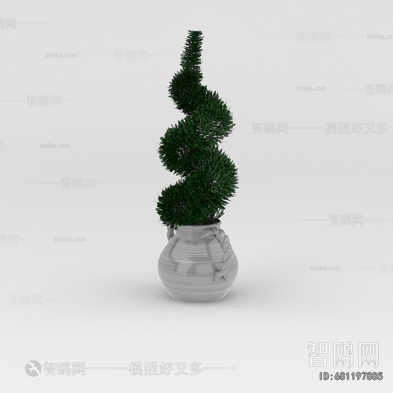 Modern Potted Green Plant