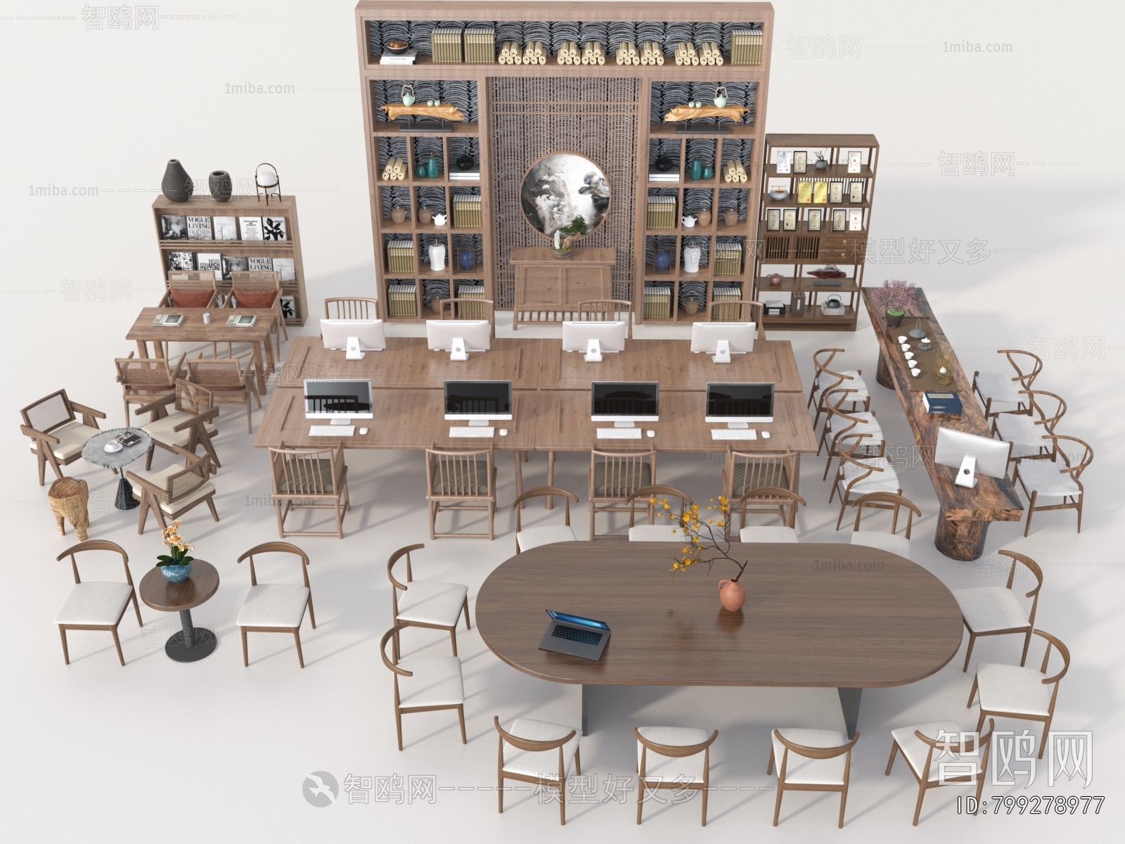 New Chinese Style Office Desk And Chair