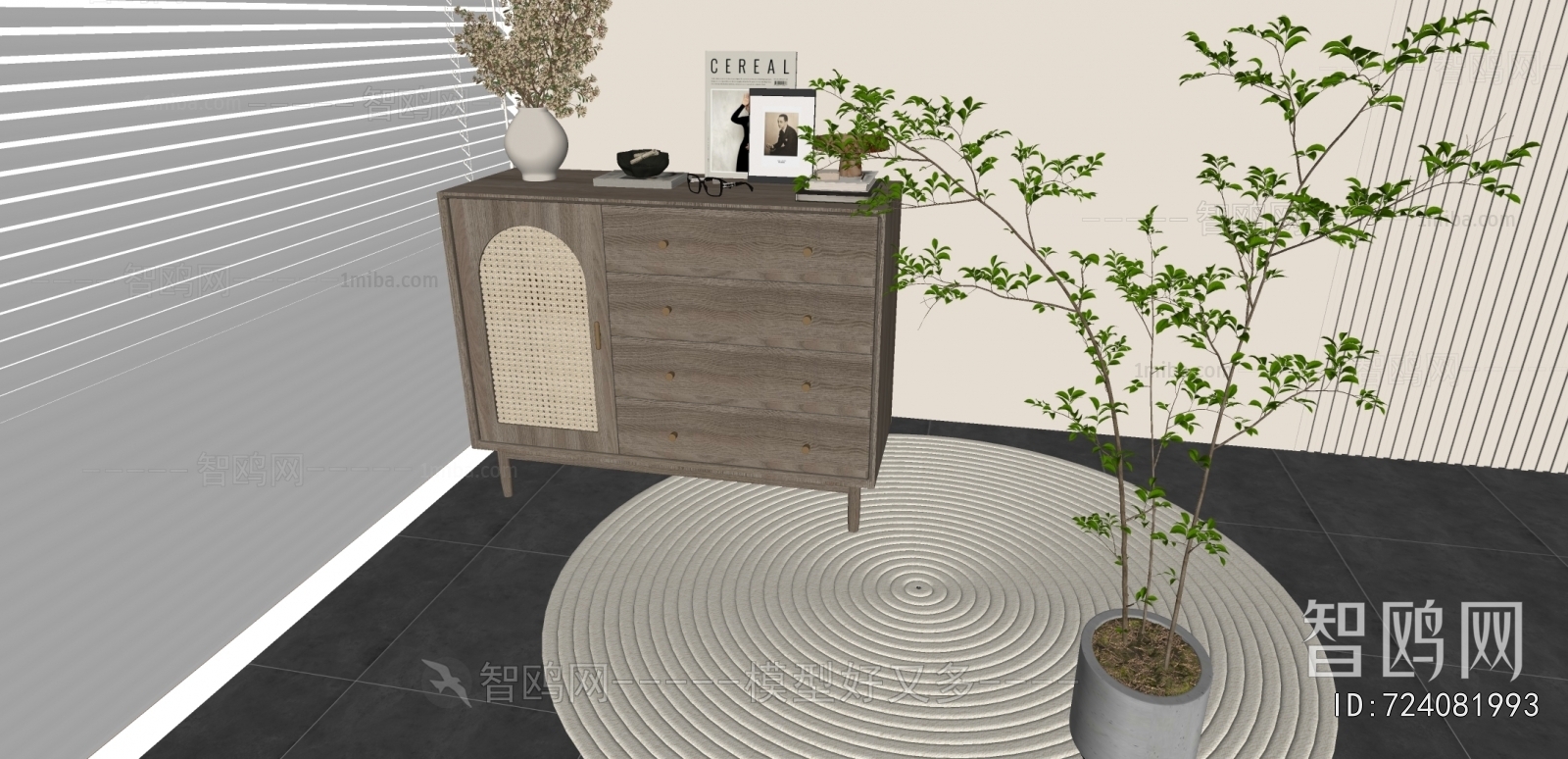 Wabi-sabi Style Side Cabinet