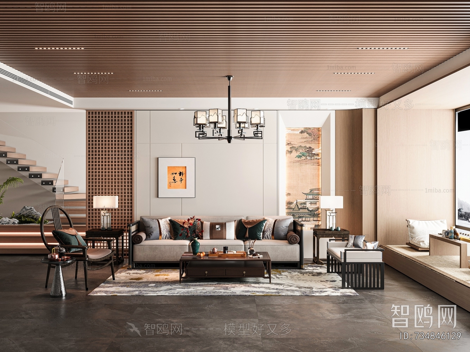 New Chinese Style A Living Room