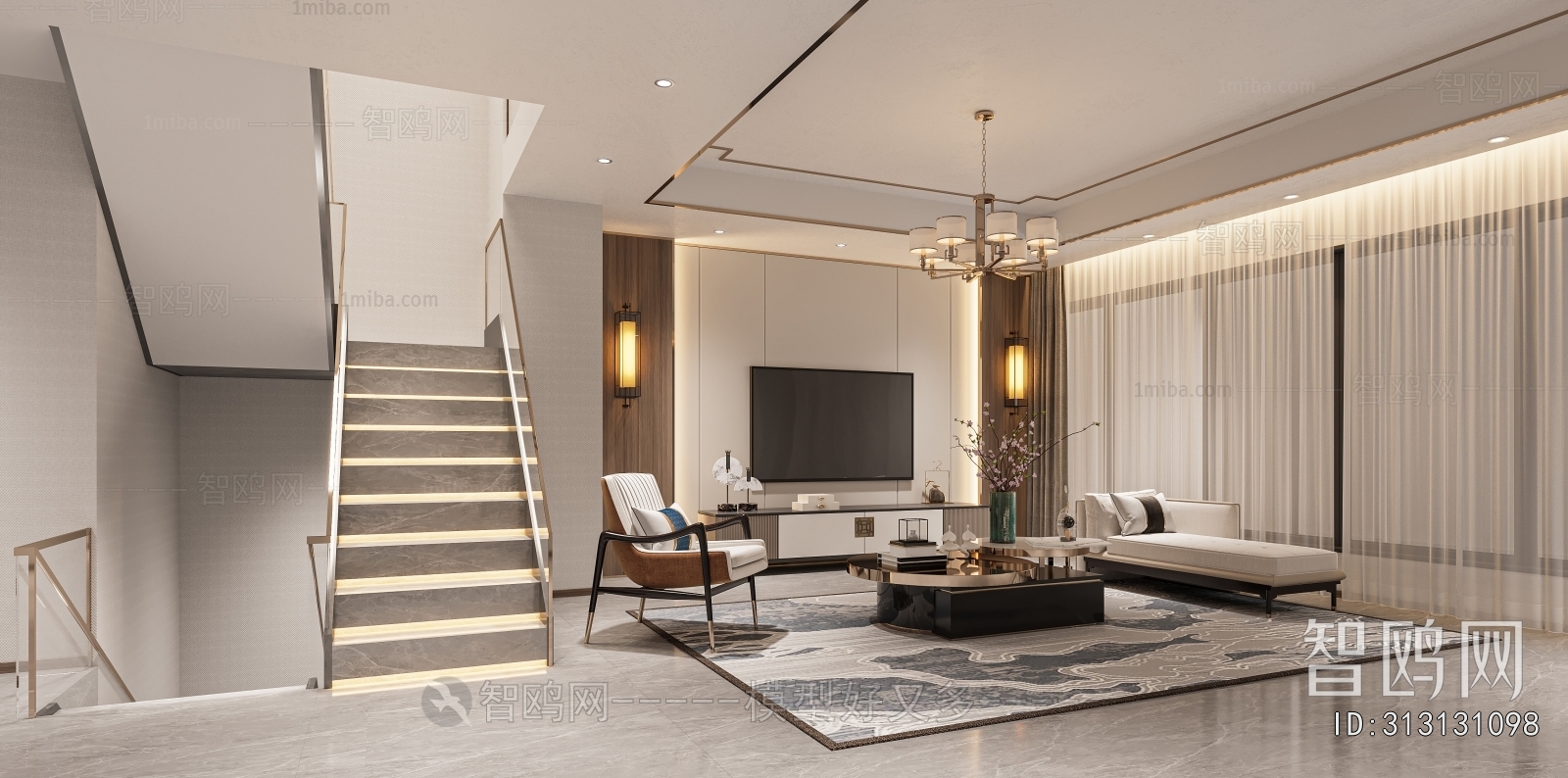 New Chinese Style A Living Room