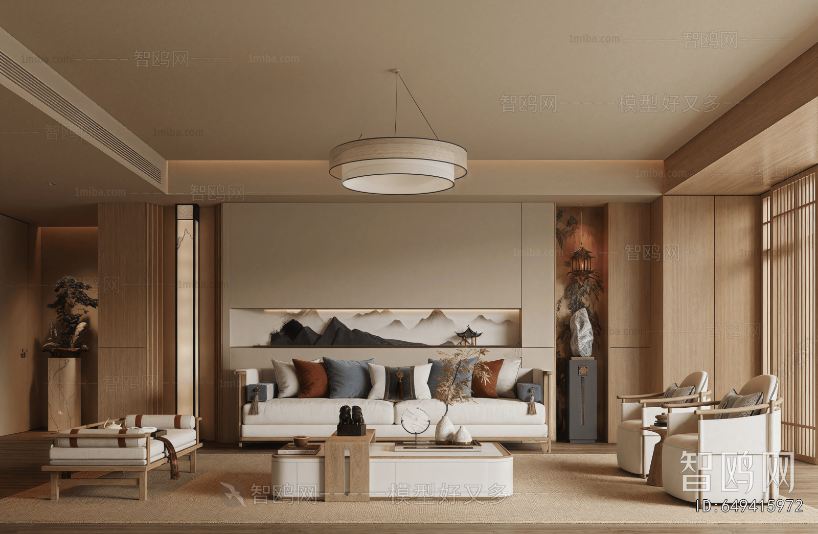 New Chinese Style A Living Room