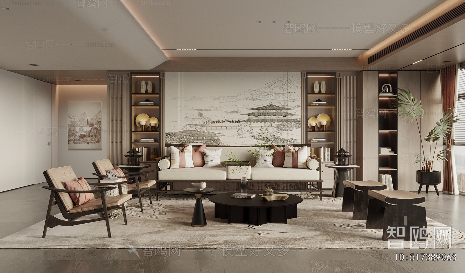 New Chinese Style A Living Room