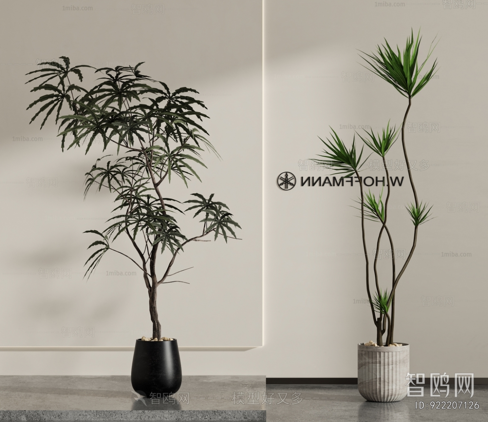 现代落地绿植盆栽组合