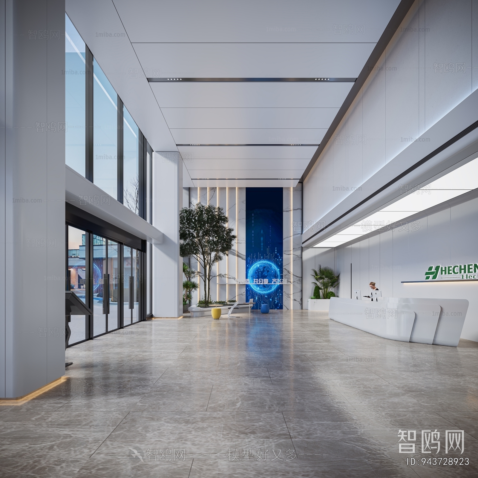 现代办公前台大厅