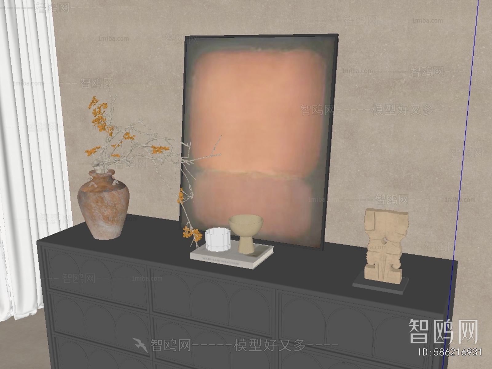 现代中古风装饰挂画摆件组合