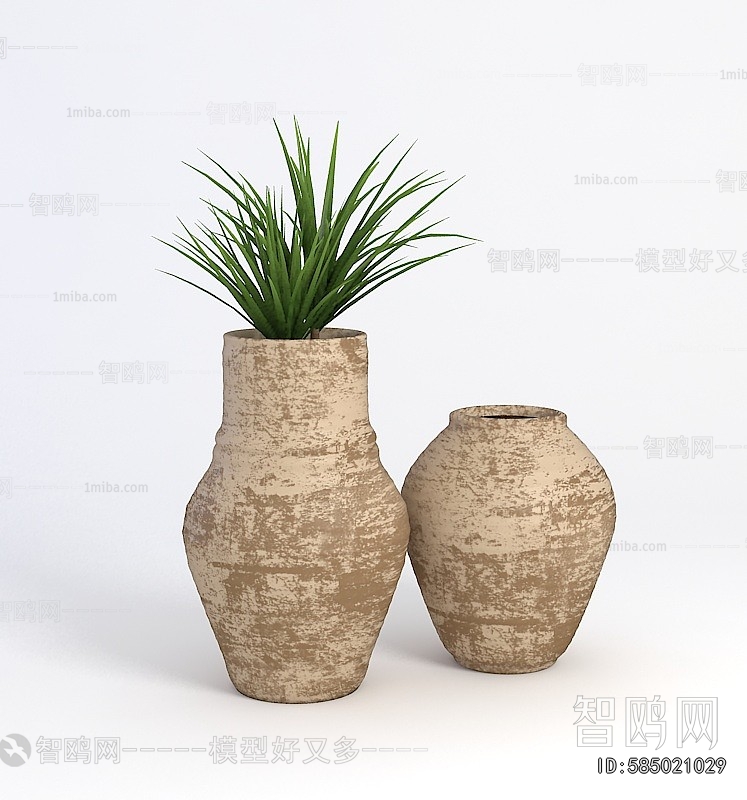 Wabi-sabi Style Potted Green Plant