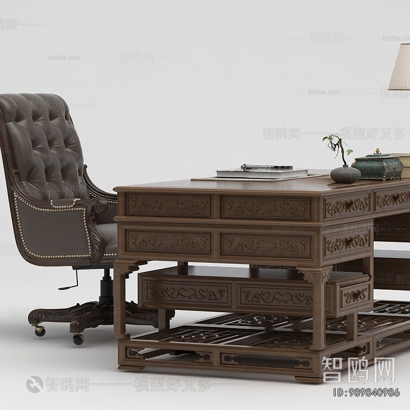 European Style Office Desk And Chair