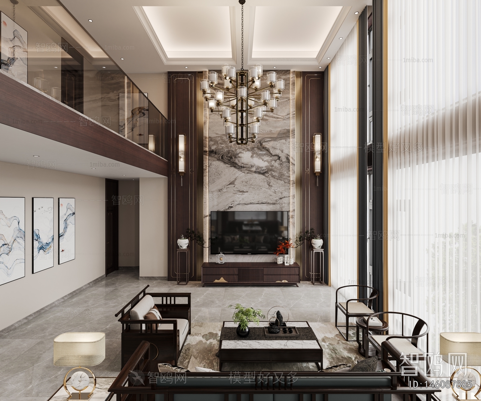 New Chinese Style A Living Room