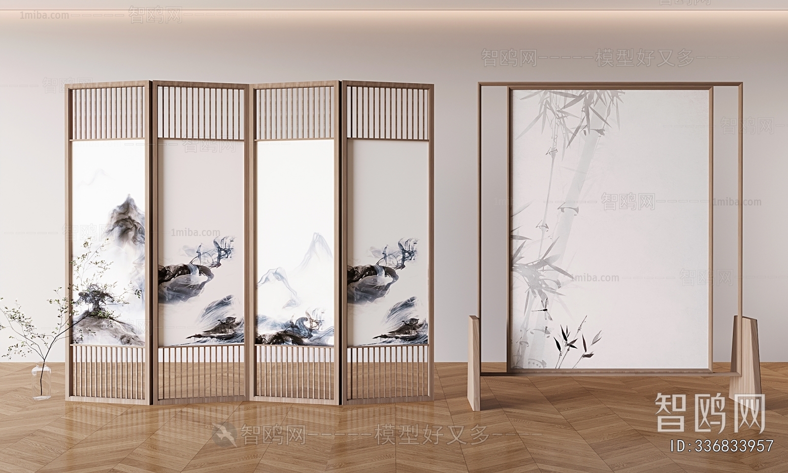 New Chinese Style Wooden Screen Partition