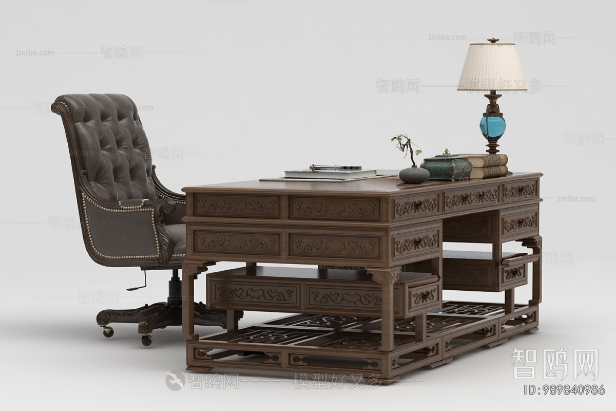 European Style Office Desk And Chair