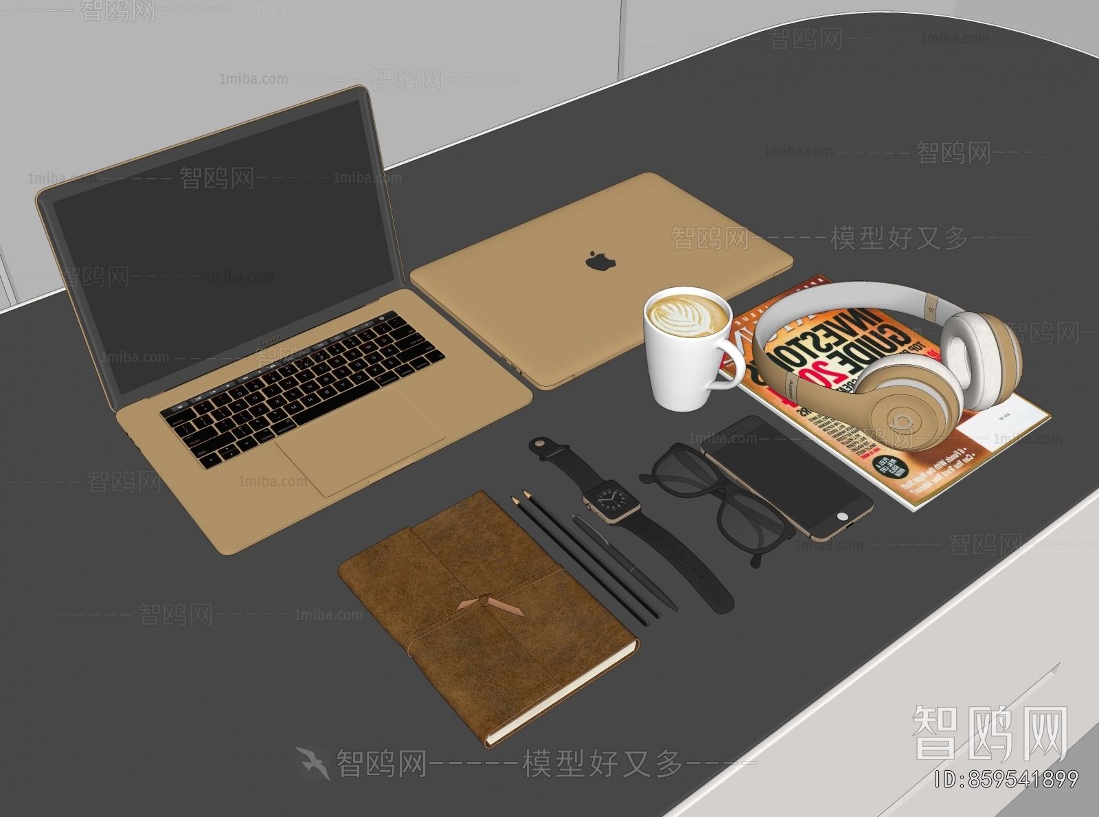现代电脑办公用品组合