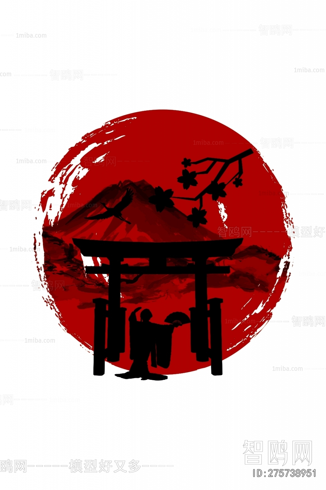 新中式红色装饰挂画
