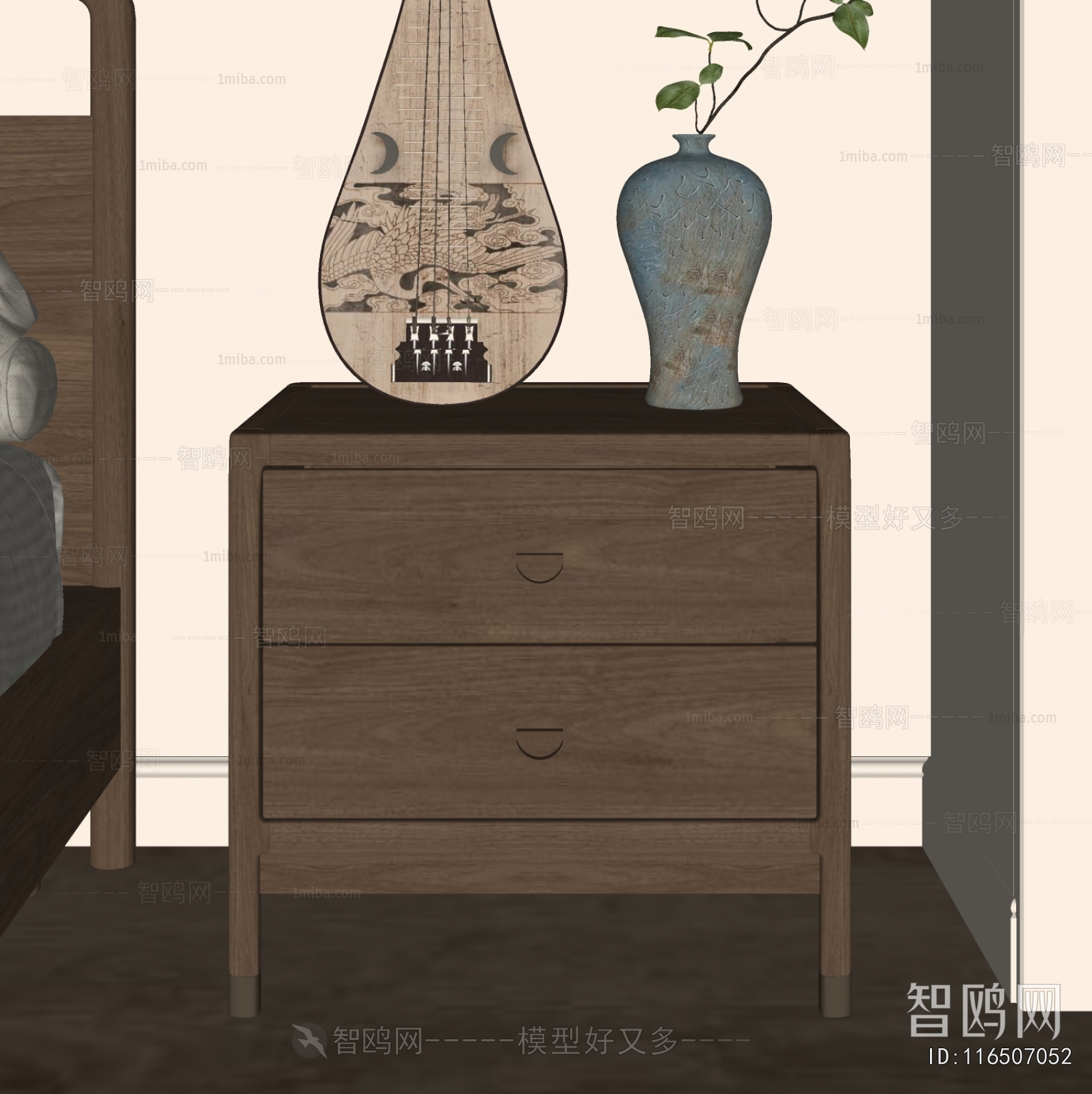 New Chinese Style Bedside Cupboard