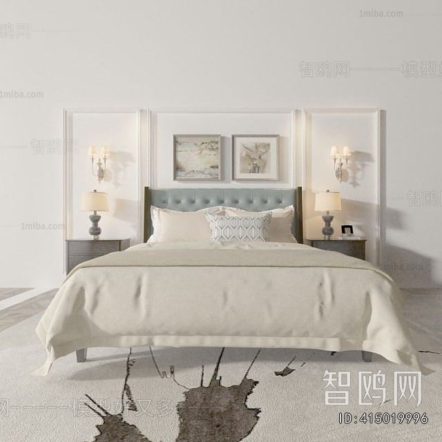 Simple European Style Double Bed