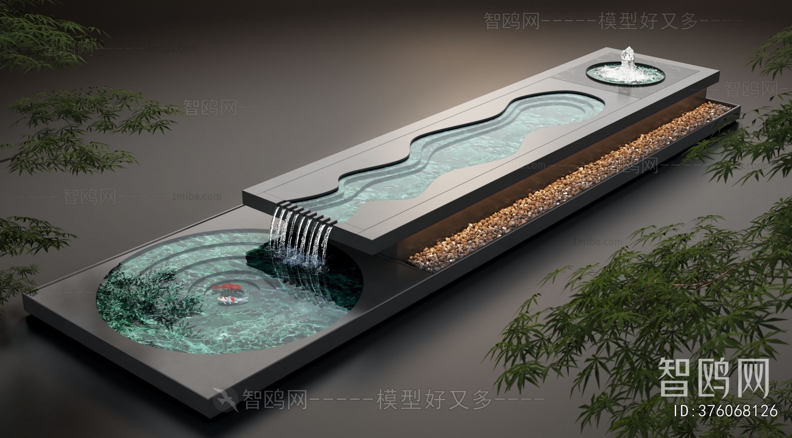 现代庭院水钵流水