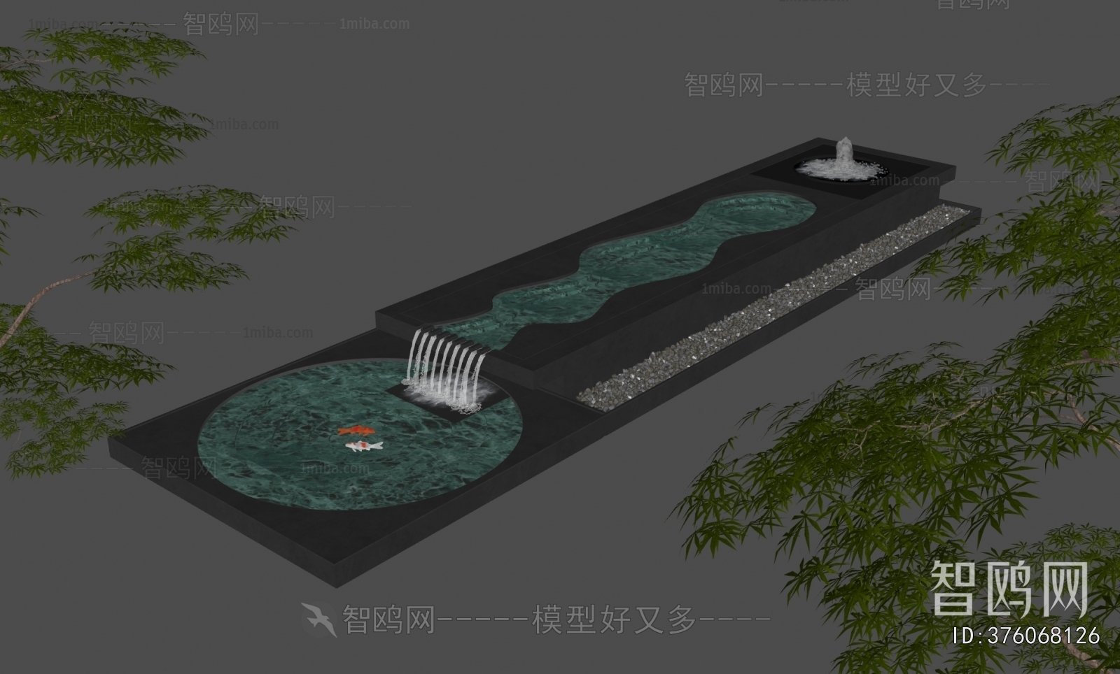 现代庭院水钵流水