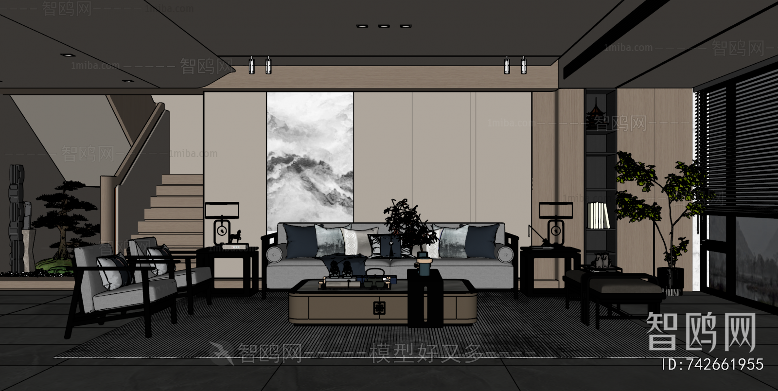 New Chinese Style A Living Room