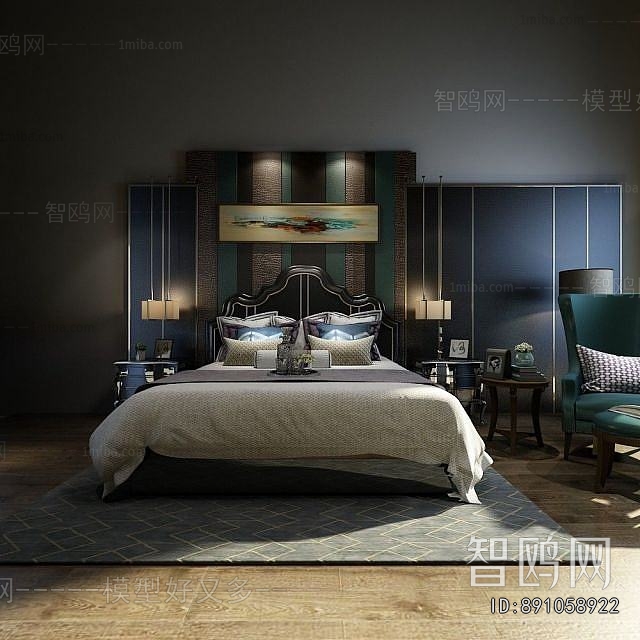 Simple European Style Double Bed