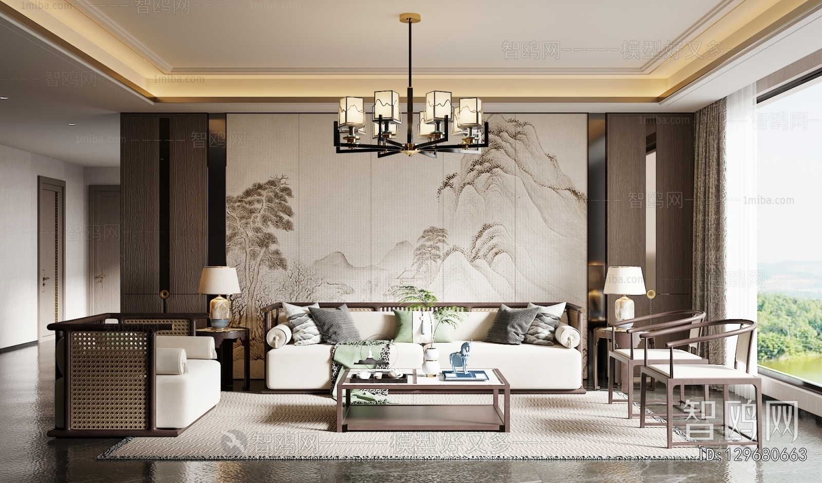 New Chinese Style A Living Room