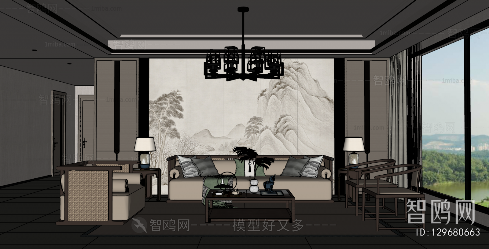 New Chinese Style A Living Room