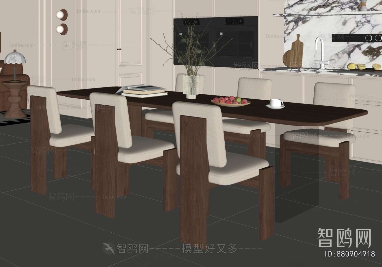 现代中古风餐桌椅组合