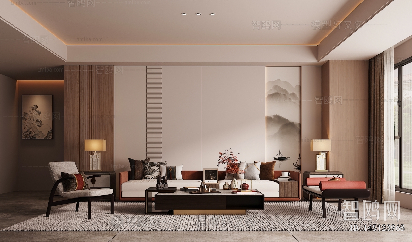 New Chinese Style A Living Room