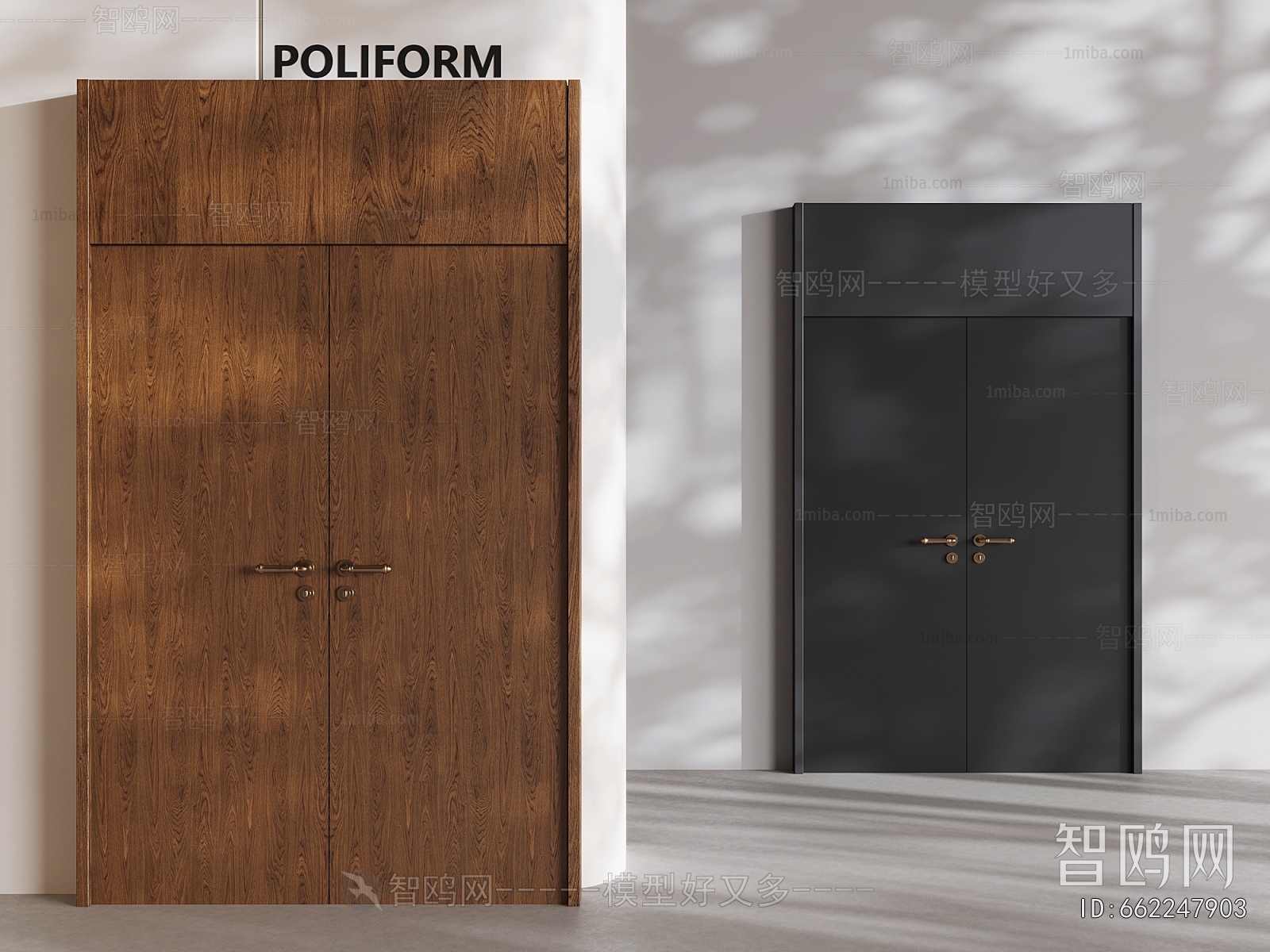 poliform现代中古风实木双开门组合