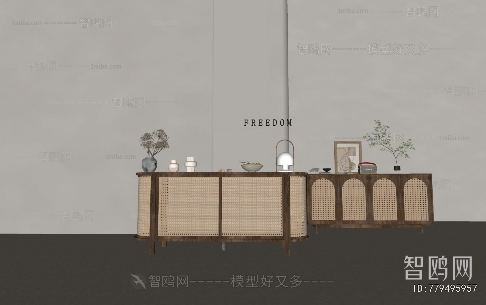 Wabi-sabi Style Side Cabinet