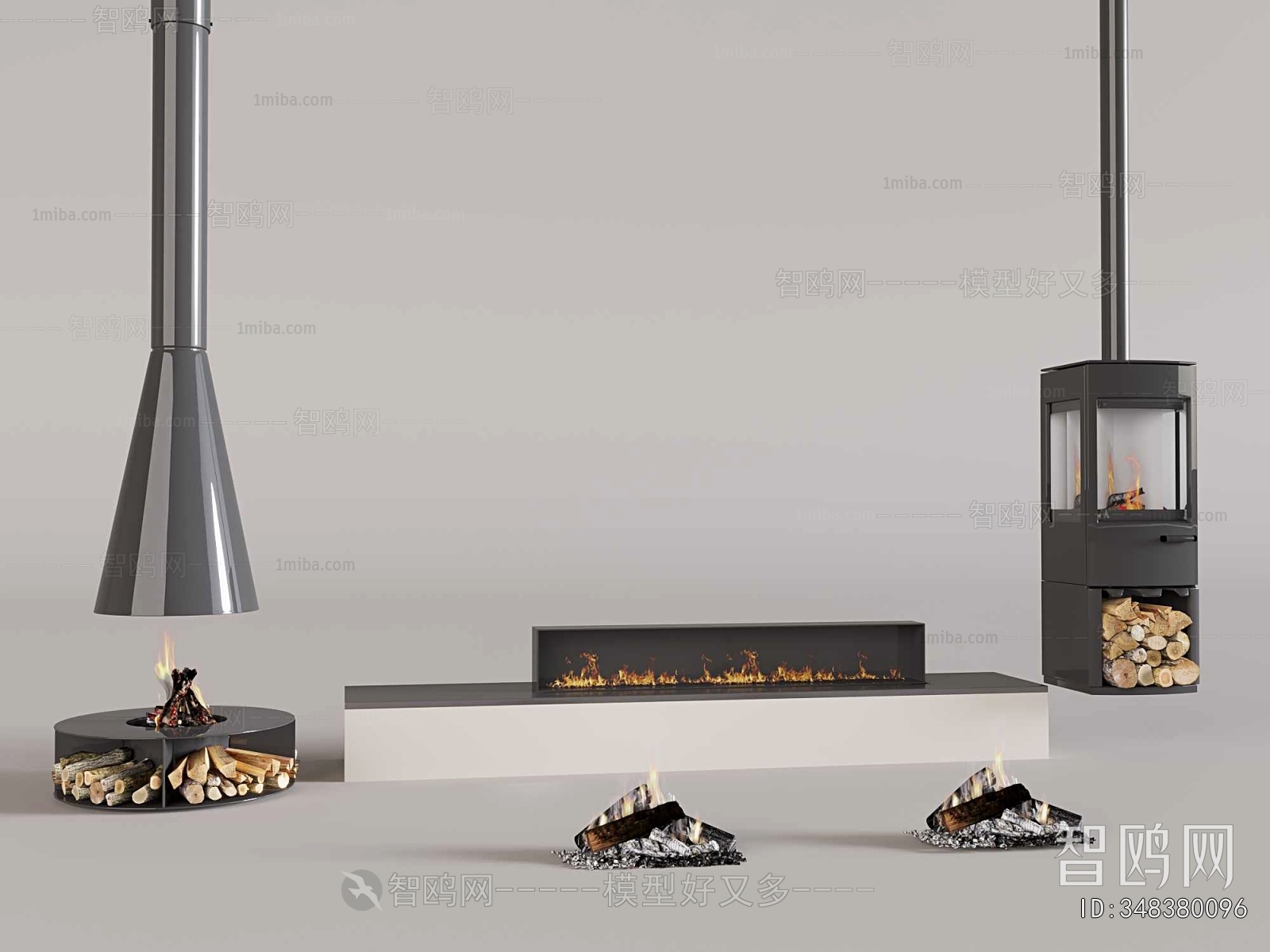 现代壁炉组合