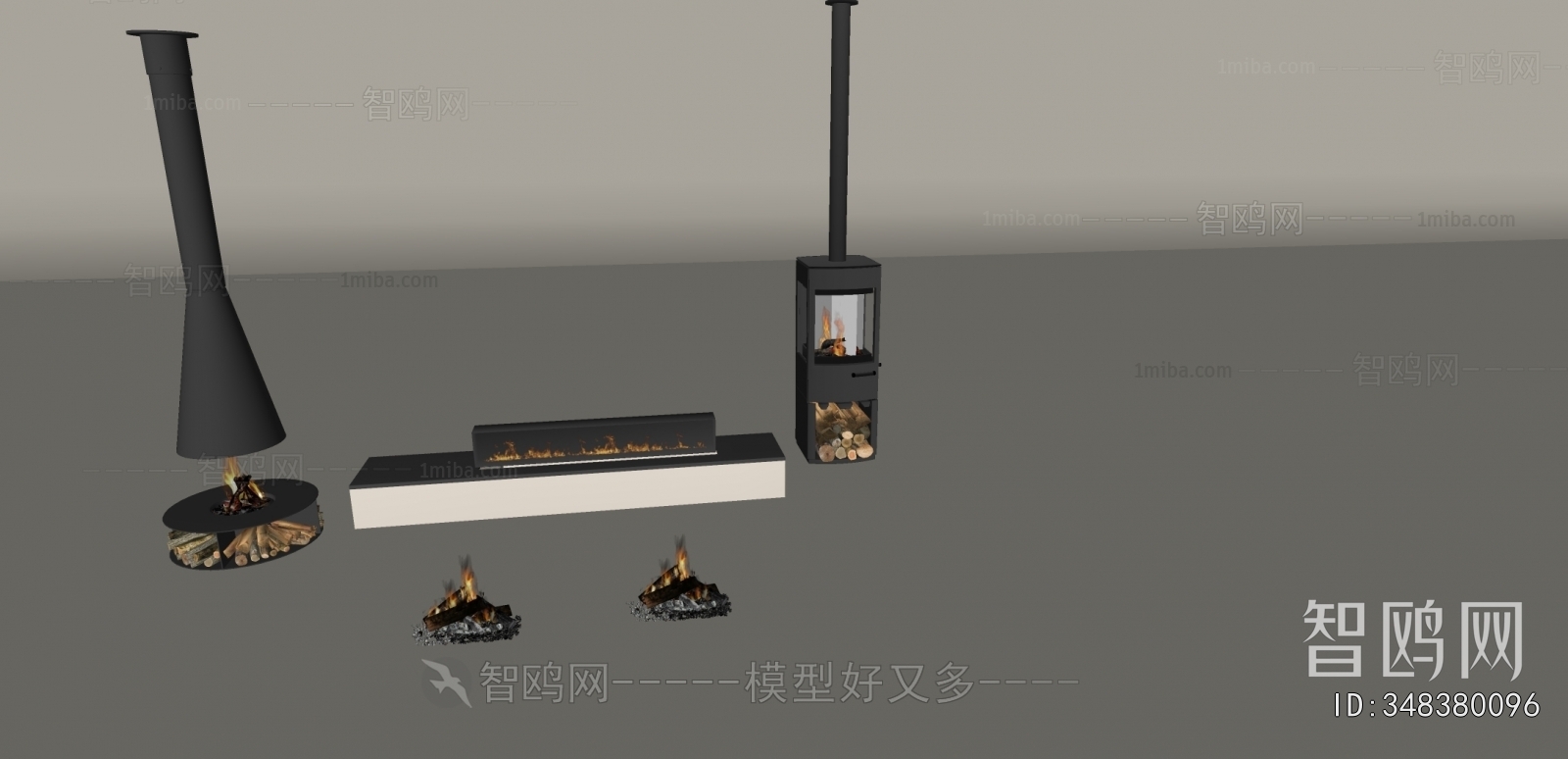 现代壁炉组合