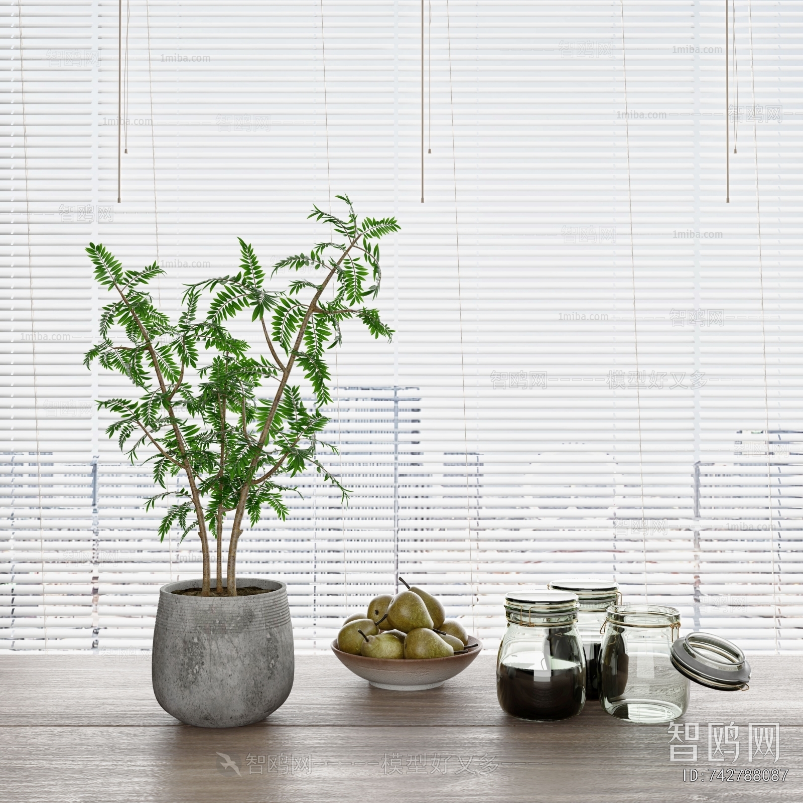 Modern Potted Green Plant