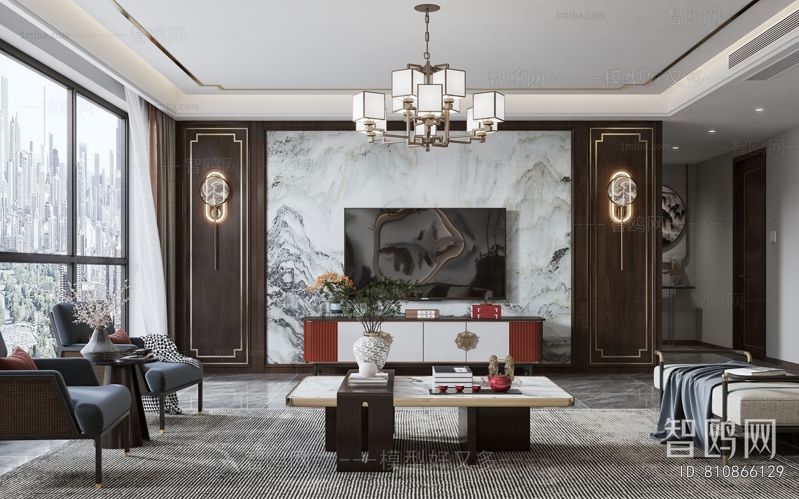 New Chinese Style A Living Room