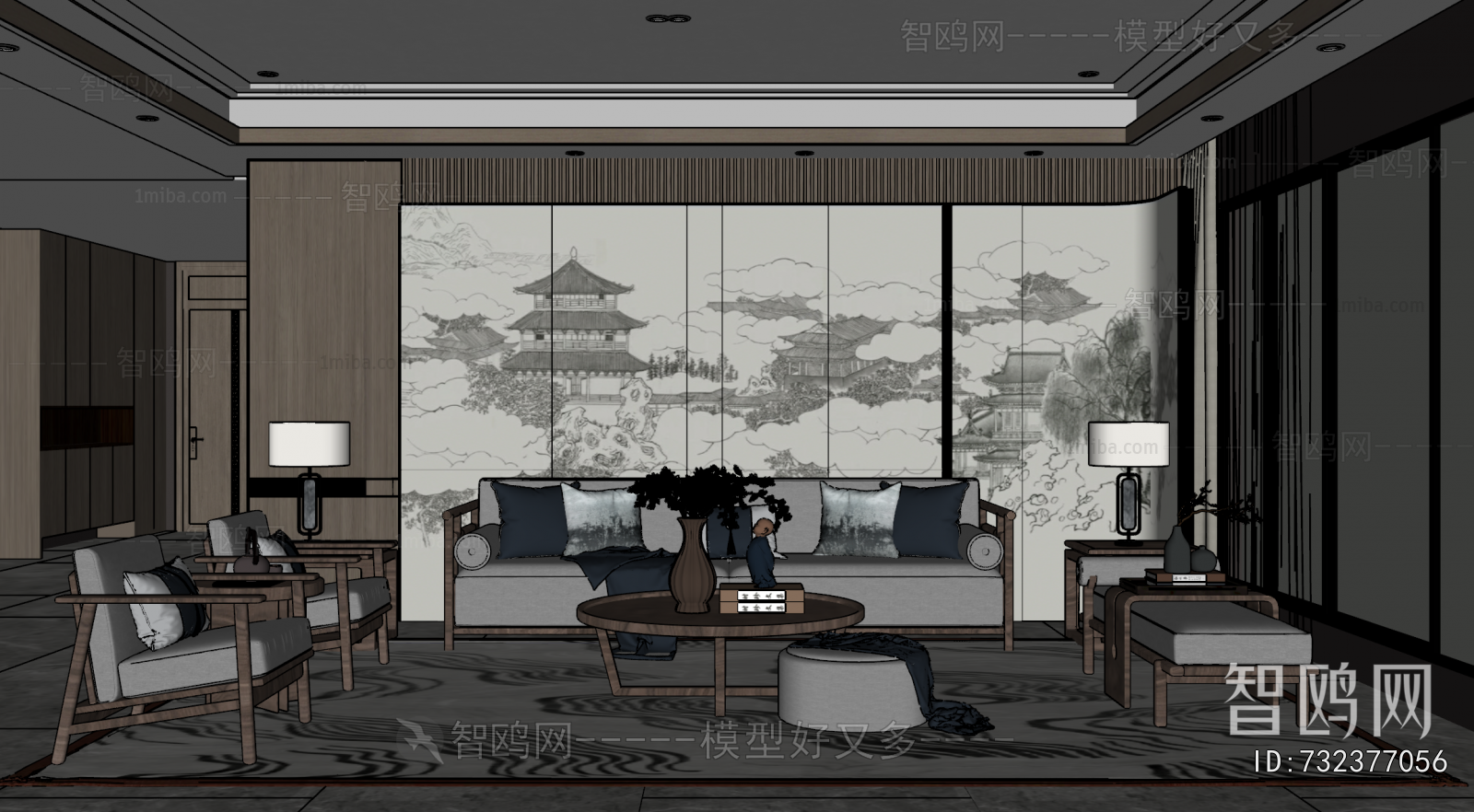 New Chinese Style A Living Room