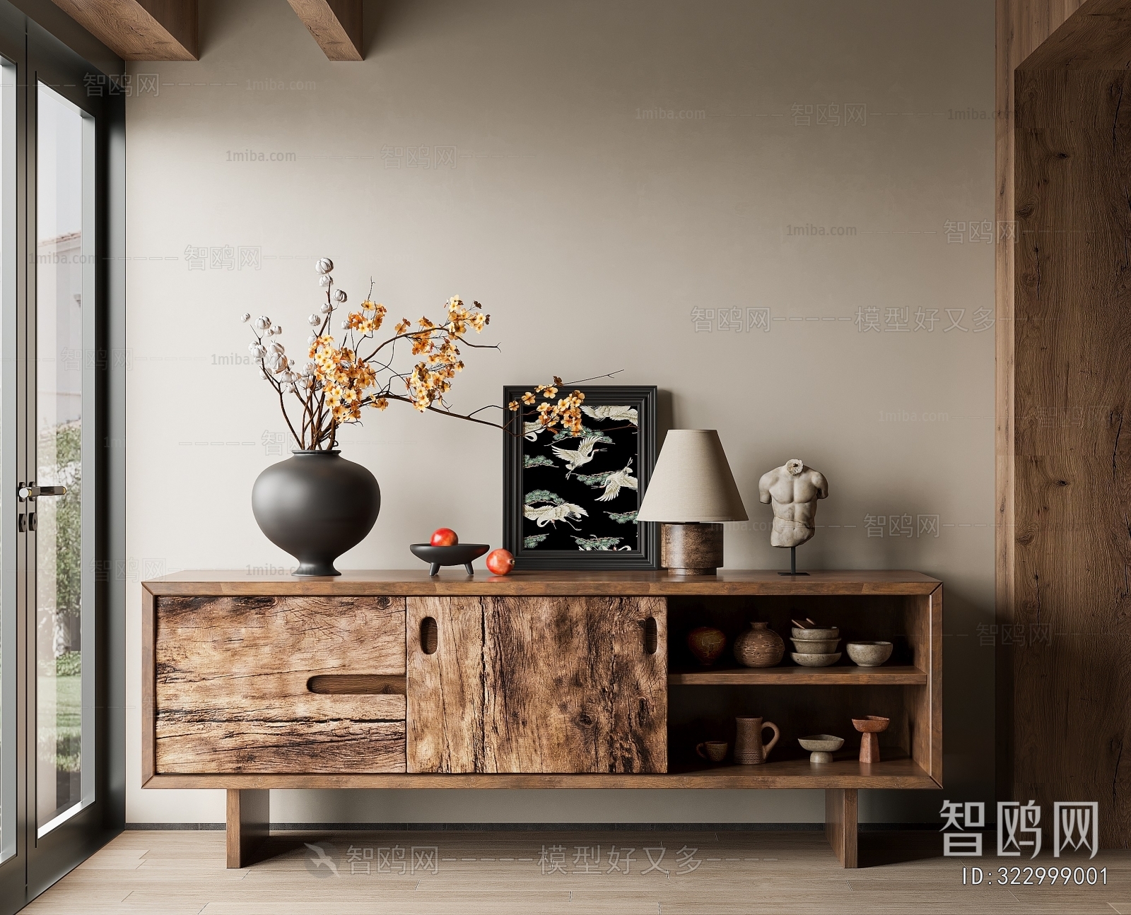 Wabi-sabi Style Side Cabinet