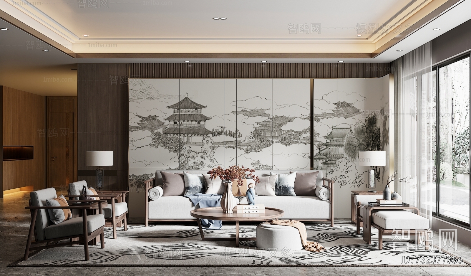 New Chinese Style A Living Room