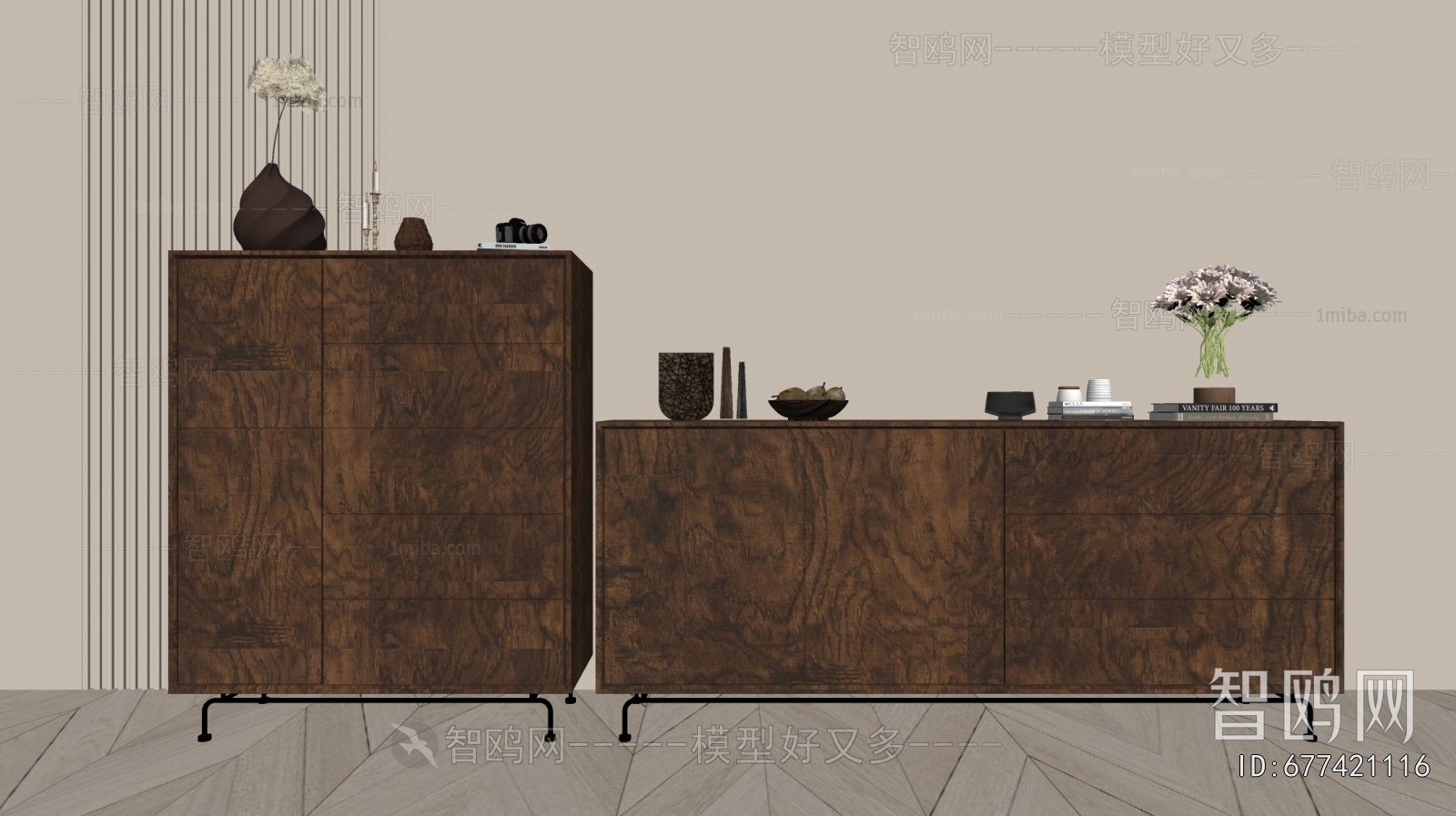 Wabi-sabi Style Side Cabinet