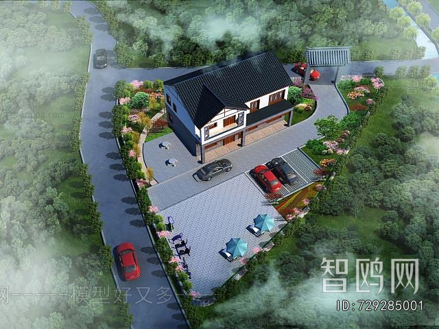 New Chinese Style Architectural Bird's-eye View Planning