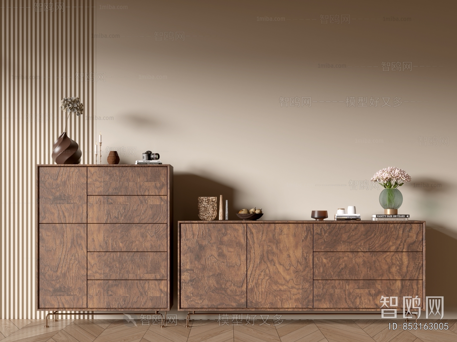 Wabi-sabi Style Side Cabinet