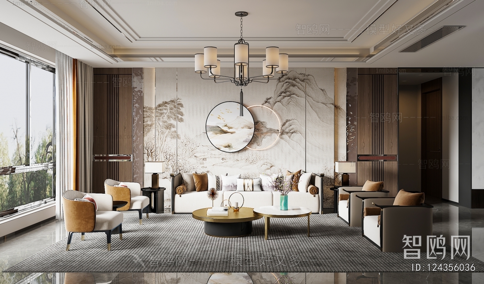 New Chinese Style A Living Room