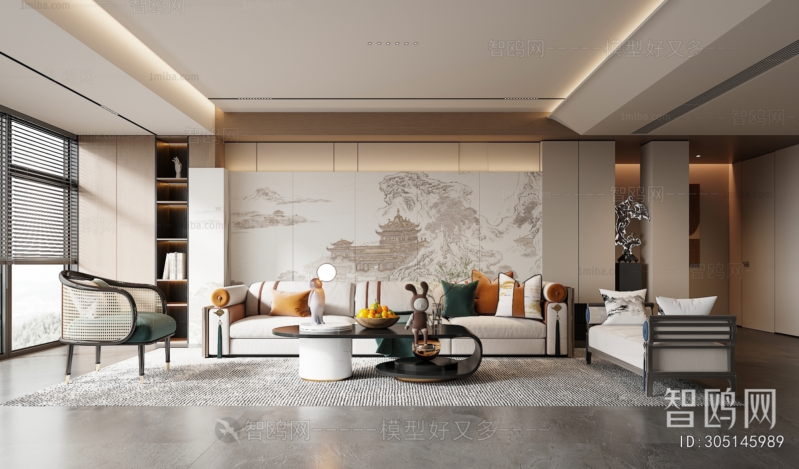 New Chinese Style A Living Room
